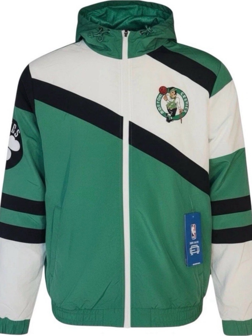 Boston Celtics Green & White Hooded Colorblock Windbreaker